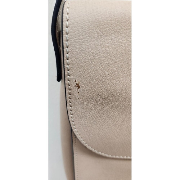 Marni Beige Leather Pushlock Saddle Shoulder Crossbody Bag Adjustable Strap - Picture 15 of 16